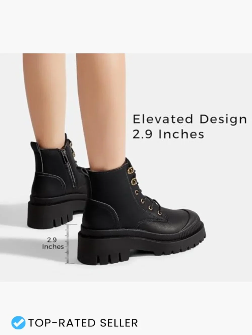 Platform Ankle Boots Chunky Wedge Lug Sole Fashion Combat Zipper Side Booties